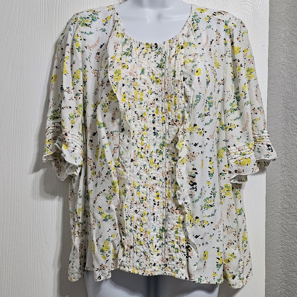 Lucky Brand Floral Boho-style Blouse Size XL